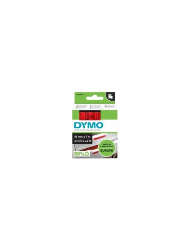 DYMO D1 - Etiquetas estándar - Negro sobre rojo - 19mm x 7m