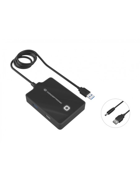 Conceptronic HUB de interfaz USB 3.2 Gen 1 (3.1 Gen 1) Type-A 5000 Mbit/s Negro