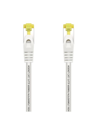 AISENS Cable De Red Latiguillo RJ45 LSZH Cat.7 600 MHz S/FTP PIMF AWG26, Blanco, 25 cm