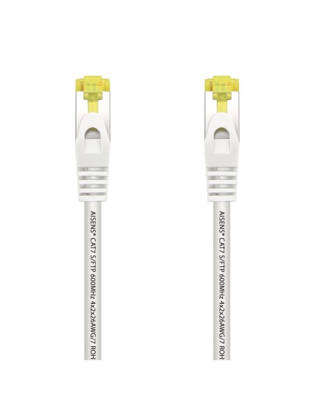 AISENS Cable De Red Latiguillo RJ45 LSZH Cat.7 600 MHz S/FTP PIMF AWG26, Blanco, 0.5 m