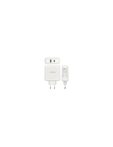 AISENS Cargador 57 W, 1x USB-C PD3.0 45 W, 1x USB-A 5 V / 2.4 A 12 W, Blanco