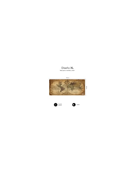 SUBBLIM Alfombrilla Ratón Vintage World XL Mouse Pad 900x400x3