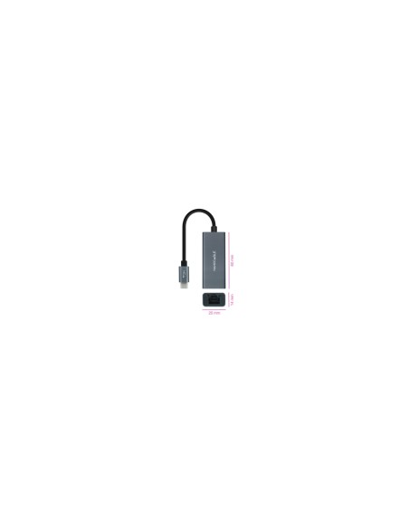 Nanocable Conversor USB-C a Ethernet Gigabit 10/100/1000 Mbps, Aluminio, Gris, 15 cm