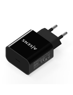 AISENS Cargador USB-C PD3.0 1 Puerto 1x USB-C 20 W, Negro