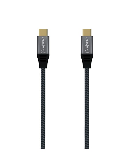 AISENS Cable USB 3.2 Gen2X2 Aluminio 20Gbps 5A 100W E-Mark, Tipo USB-C/M-USB-C/M, Gris, 2.0M