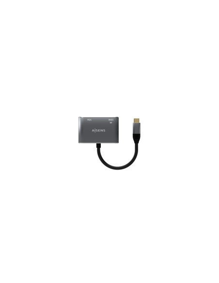AISENS Conversor USB-C a VGA/HDMI 4K, USB-C/M-VGA/H-HDMI/H, Gris, 15CM