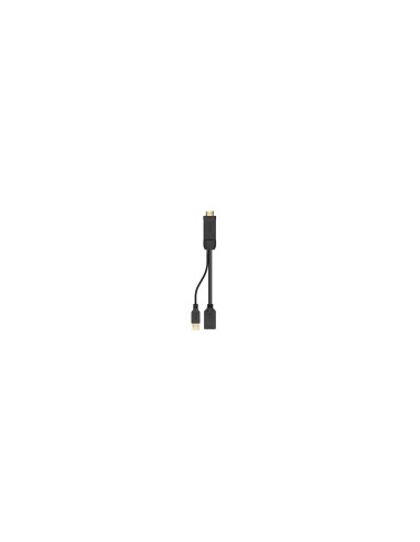 AISENS Conversor Activo HDMI 2.0 + USB Alim. a DISPLAYPORT V1.2, HDMI/M-USB/M-DP/H, Negro, 10CM