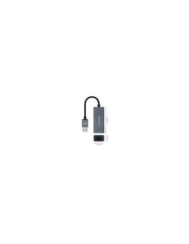 Nanocable Conversor USB 3.0 a Ethernet Gigabit 10/100/1000 Mbps, Aluminio, Gris, 15 cm