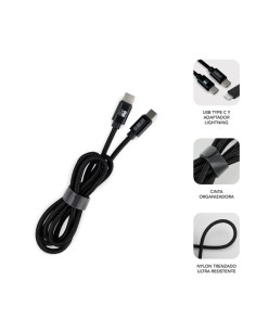SUBBLIM CARGADOR ULTRA RAPIDO 2xUSB DE PARED PD25W+QC3.0+Cable C to C y lightning Negro 2
