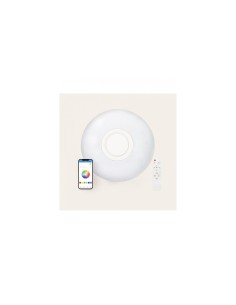 Plafon LED Rainbow Ksix 40cm Blanco Altavoz integrado 30W Modos de luz RGB Bluetooth Google Home Amazon Echo IP42