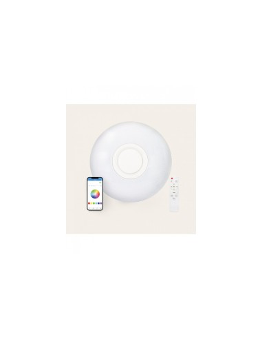 Plafon LED Rainbow Ksix 40cm Blanco Altavoz integrado 30W Modos de luz RGB Bluetooth Google Home Amazon Echo IP42