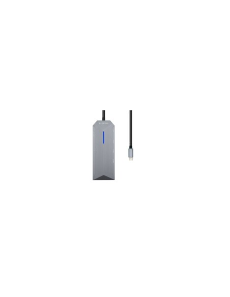 AISENS USB-C dock 8 en 1, USB-C a 1xHDMI, 1xRJ45, 3xUSB, 1xPD, 1xSD, 1xMicroSD, Gris, 15 cm