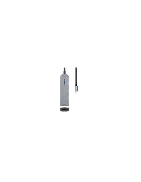 AISENS ASUC-4P002-GR base para portátil y replicador de puertos Alámbrico USB 3.2 Gen 1 (3.1 Gen 1) Type-C