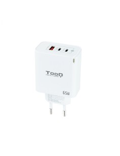 TooQ Cargador de Pared GaN 2USB-C/PD + USB-A/QC 65W, Blanco