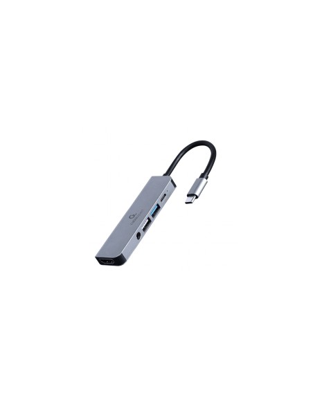 Gembird A-CM-COMBO5-02 base para portátil y replicador de puertos Alámbrico USB 3.2 Gen 1 (3.1 Gen 1) Type-C Plata