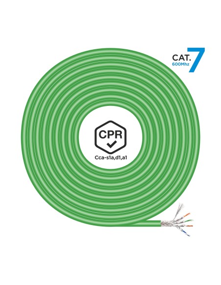 AISENS Cable de Red RJ45 LSZH CPR Cca CAT.7 600 MHZ S/FTP AWG23, Verde, 500 m