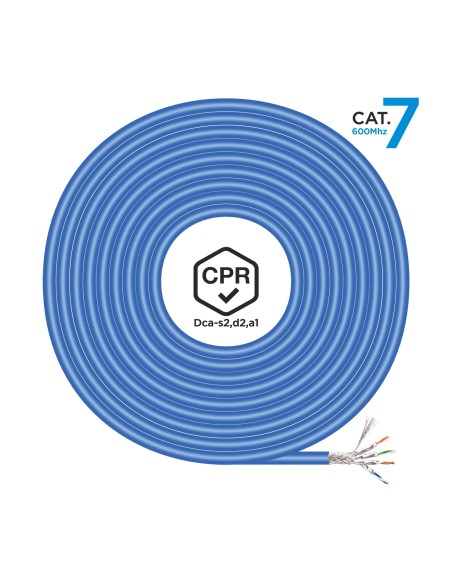 AISENS Cable de Red RJ45 LSZH CPR Dca CAT.7 600 MHZ S/FTP AWG23, Azul, 100 m