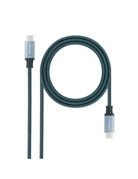 Nanocable Cable USB 3.1 Gen2 10Gbps 5A, 4K/60Hz, USB-C/M-USB-C/M, Gris/Negro, 2 m