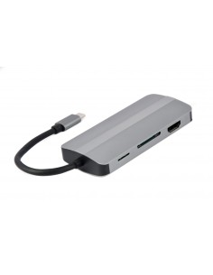Gembird A-CM-COMBO8-02 hub de interfaz USB Tipo C Plata