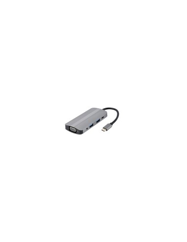 Gembird A-CM-COMBO8-02 hub de interfaz USB Tipo C Plata