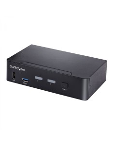 StarTech.com Switch Conmutador KVM USB C Tipo C, KVM de 2 puertos DisplayPort con VÍ­deo UHD HDR de 4K 60Hz, Audio de 3,5mm, Hub