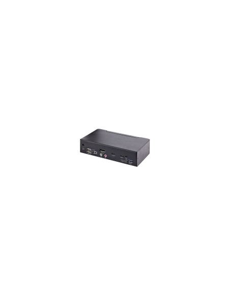 StarTech.com Switch Conmutador KVM USB C Tipo C, KVM de 2 puertos DisplayPort con VÍ­deo UHD HDR de 4K 60Hz, Audio de 3,5mm, Hub