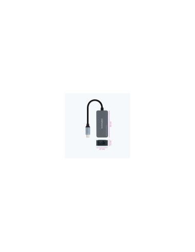 Nanocable Conversor USB-C 3.2 GEN1 a Ethernet 2.5G, Aluminio, Gris, 15 cm