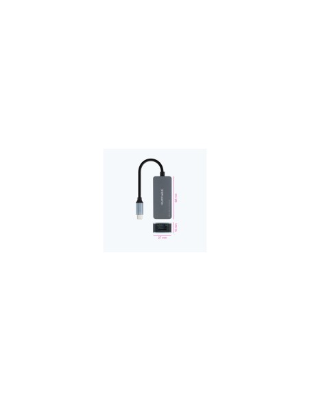 Nanocable Conversor USB-C 3.2 GEN1 a Ethernet 2.5G, Aluminio, Gris, 15 cm
