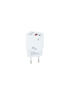 TooQ Cargador de Pared USB-C/PD + USB-A/QC 20W, Blanco