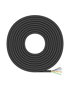 AISENS Cable de Red Exterior Impermeable RJ45 Cat.6 UTP RÍ­gido CCA AWG23, Negro, 100M