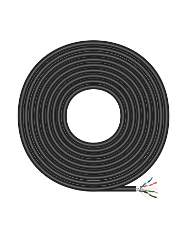 AISENS Cable de Red Exterior Impermeable RJ45 Cat.6 FTP Rigido AWG24, Negro, 100M