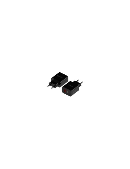 AISENS Cargador 20W, 1xUSB-C PD3.0, 1xUSB-A QC3.0, Negro