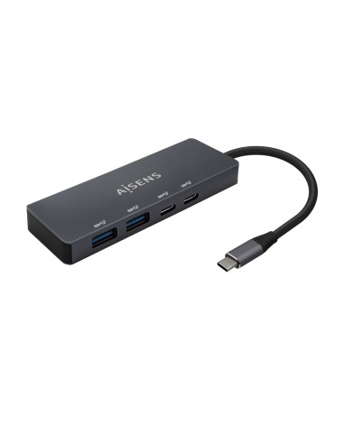 AISENS Hub USB3.2 Gen1 5G USB-C, USB-C/M-2xUSB-C/H-2xUSB-A/H, Gris, 15cm