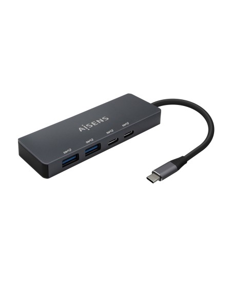 AISENS Hub USB3.2 Gen1 5G USB-C, USB-C/M-2xUSB-C/H-2xUSB-A/H, Gris, 15cm