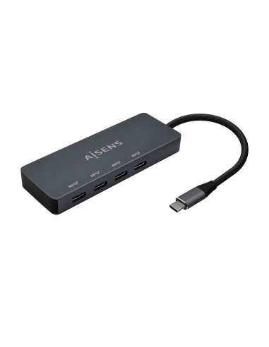 AISENS Hub USB3.2 Gen1 5G USB-C, USB-C/M-4xUSB-C/H, Gris, 15cm