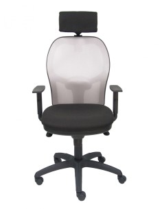 Silla Jorquera malla gris asiento bali negro cabecero regulable