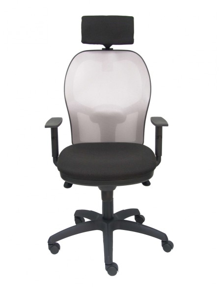 Silla Jorquera malla gris asiento bali negro cabecero regulable