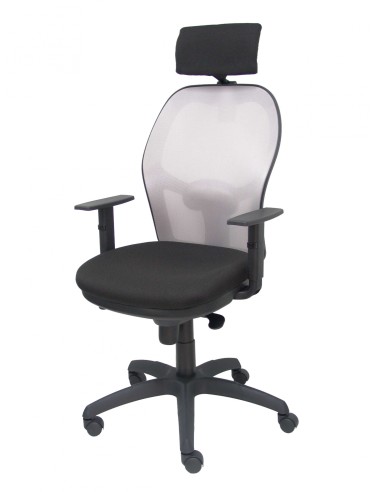 Silla Jorquera malla gris asiento bali negro cabecero regulable