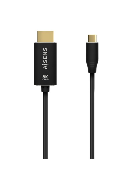 AISENS Cable Conversor Aluminio USB-C A HDMI 2.1 8k@60Hz, USB-C/M-HDMI/M, Negro, 1.0m