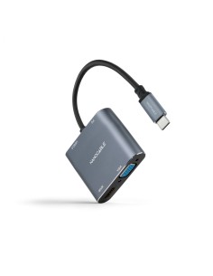 Nanocable Conversor USB-C a HDMI/VGA/USB3.0/PD 15 cm, Gris
