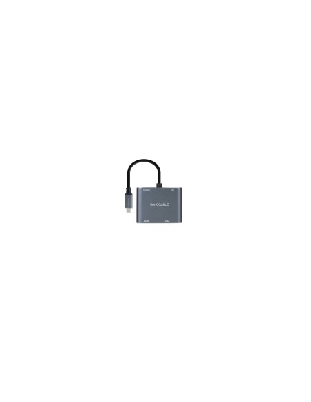 Nanocable Conversor USB-C a HDMI/VGA/USB3.0/PD 15 cm, Gris
