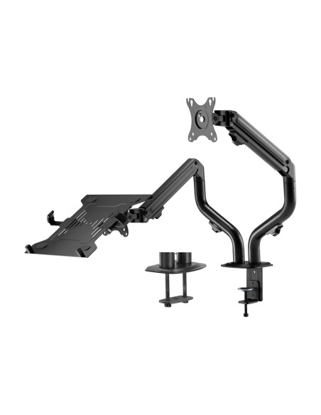 AISENS Soporte de Mesa Contrapeso Giratorio e Inclinable para Portatil y Monitor/TV 8Kg de 17-32, Negro