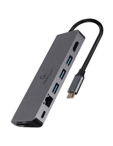 Gembird A-CM-COMBO5-05 hub de interfaz USB 3.2 Gen 1 (3.1 Gen 1) Type-C 5000 Mbit/s Gris