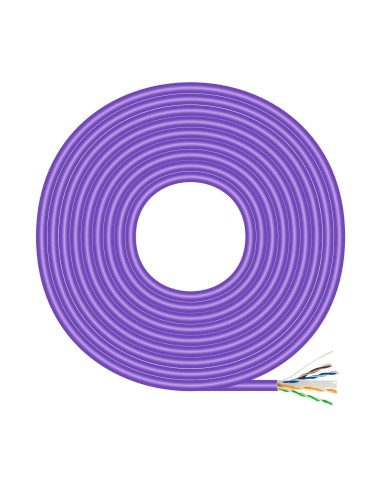 AISENS Cable de Red RJ45 LSZH Cat.6 UTP Rigido AWG23 CCA (Aleacion), Violeta, 100M