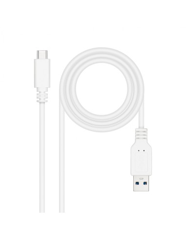 Nanocable Cable USB 3.1, Gen2 10 Gbps 3A, tipo USB-C/M-A/M, Blanco, 2 m