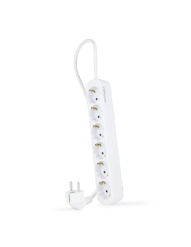 Nanocable Regleta de Enchufes con 6 Tomas, 1.4 m, Blanco