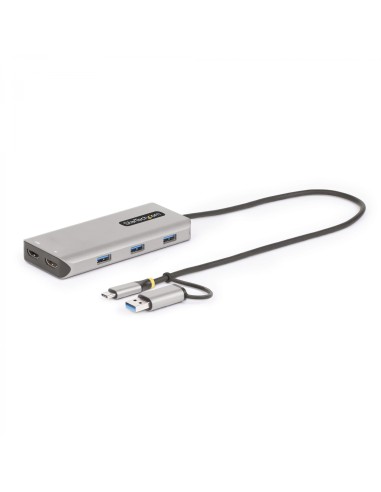 StarTech.com Adaptador Multipuertos USB-C - HDMI Doble (4K30Hz/1080p60Hz) - Hub Ladrón 3x USB-A - Mini Docking Station de Viajes