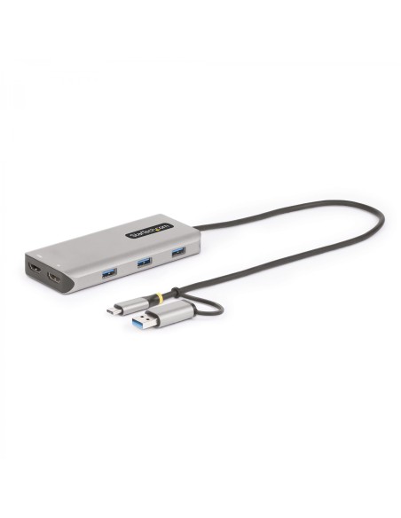 StarTech.com Adaptador Multipuertos USB-C - HDMI Doble (4K30Hz/1080p60Hz) - Hub Ladrón 3x USB-A - Mini Docking Station de Viajes