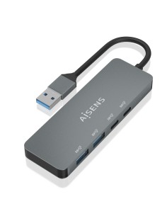AISENS Hub USB 3.2 Gen2 10G USB-A, USB-A/M-2xUSB-C/H-2xUSB-A/H, Gris, 15cm