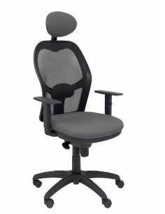 Piqueras y Crespo Silla Jorquera malla negra asiento bali gris oscuro con cabecero fijo